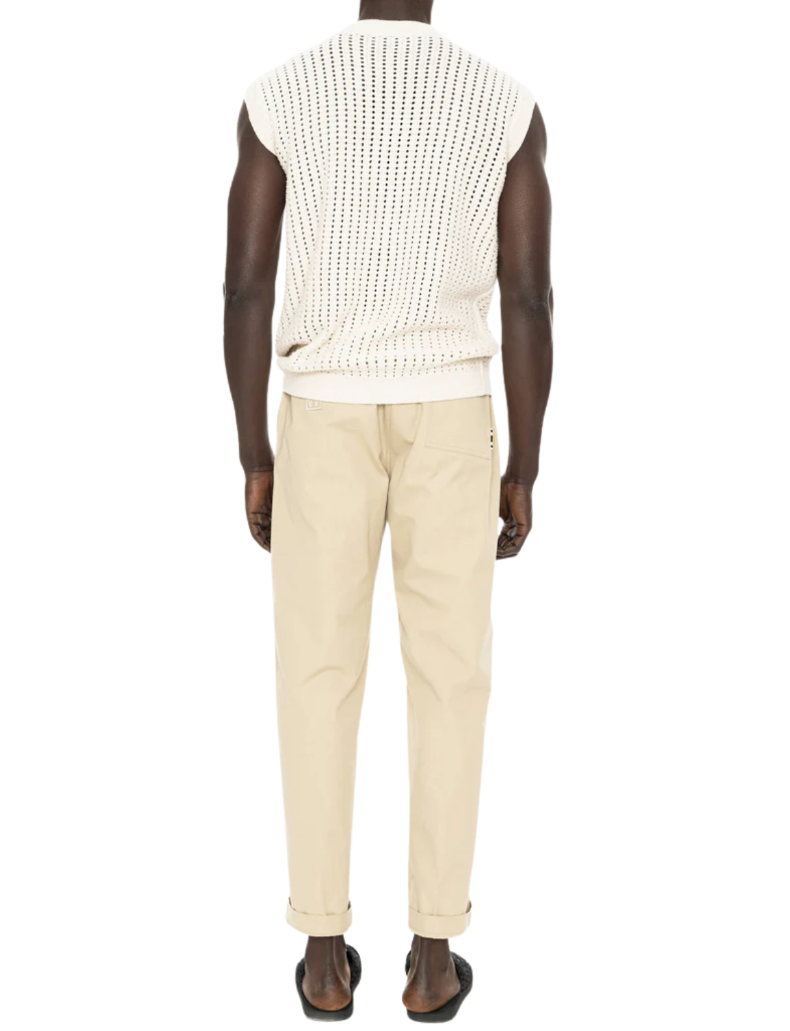 Cotton V-Neck Gilet with Open Stitch