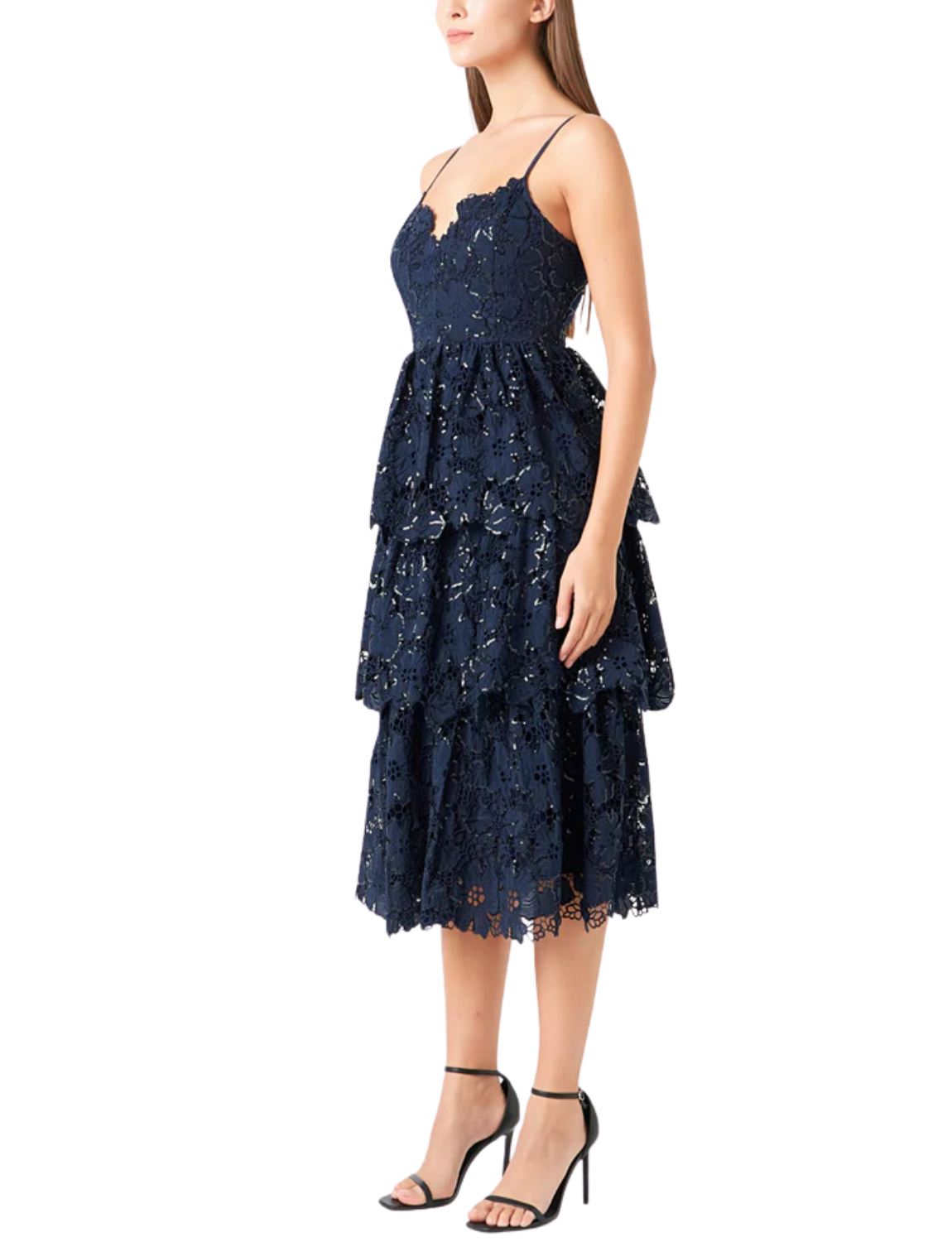 Sequins Lace Tiered Dress