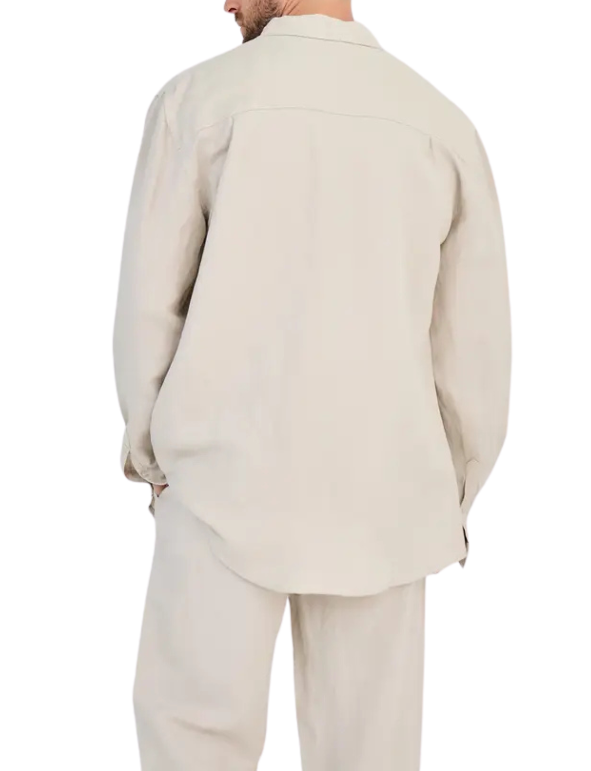 Beige Long Sleeve Linen Shirt