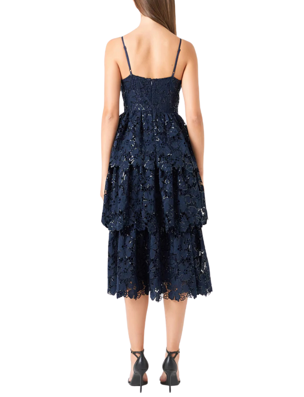 Sequins Lace Tiered Dress