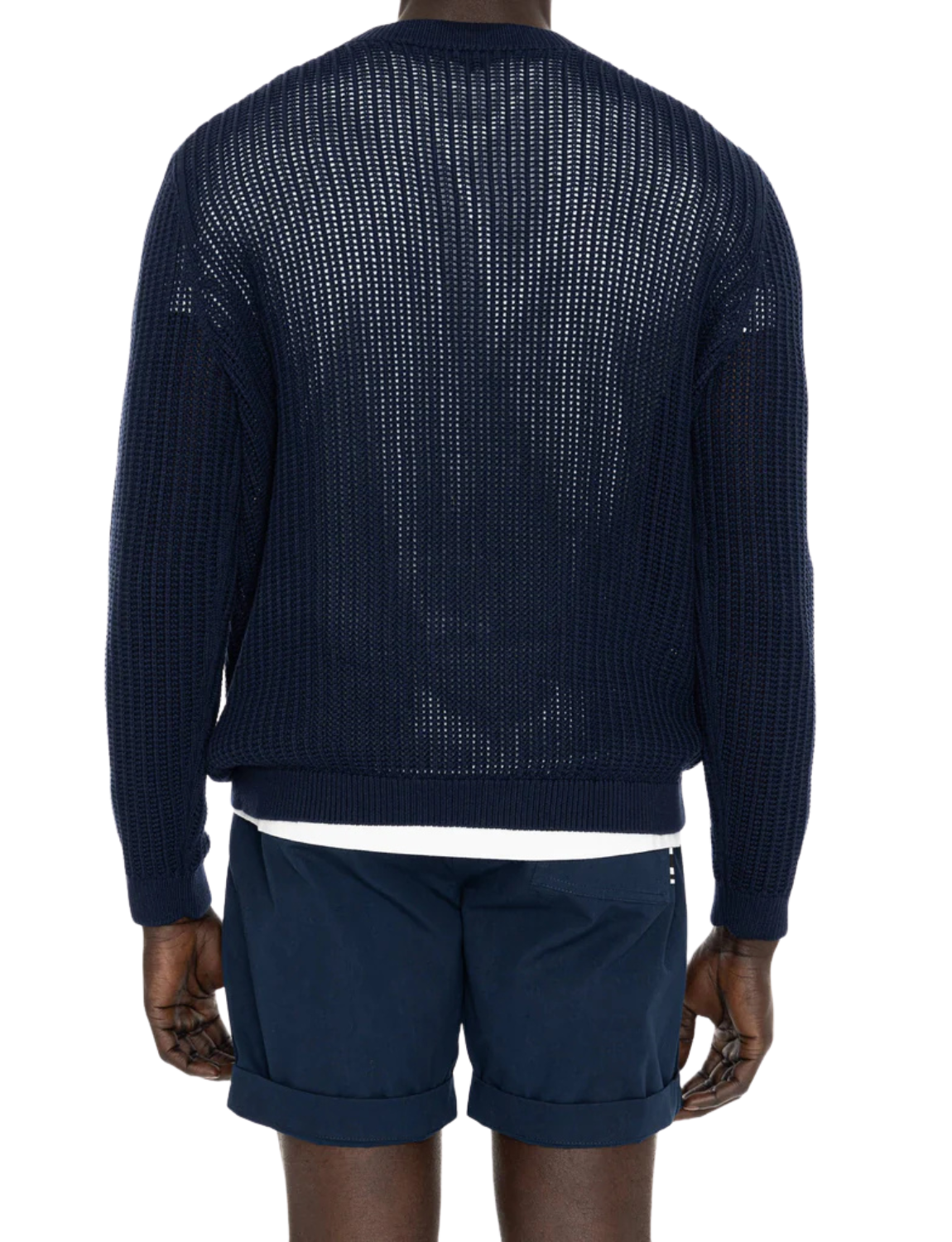 Cotton Crew Neck Jumper with Open Stitch