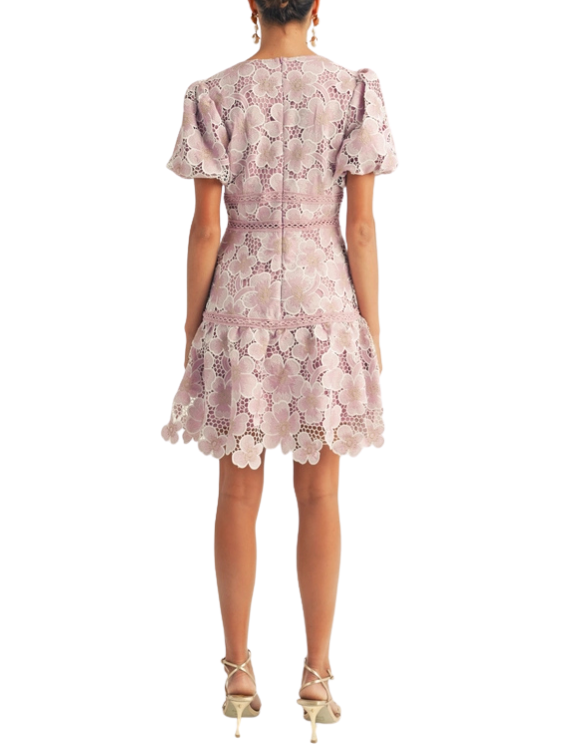 Sarah Floral Lace Edged Hem Mini Dress