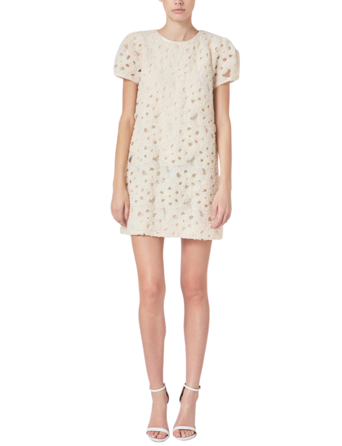 Pearl and Tulle Textured Mini Dress