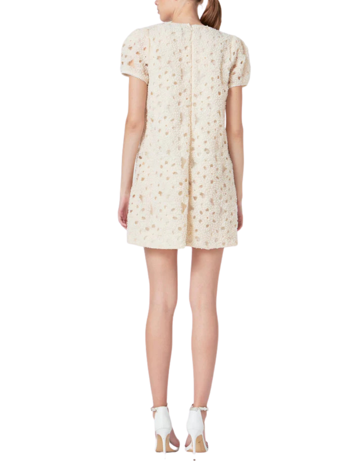 Pearl and Tulle Textured Mini Dress