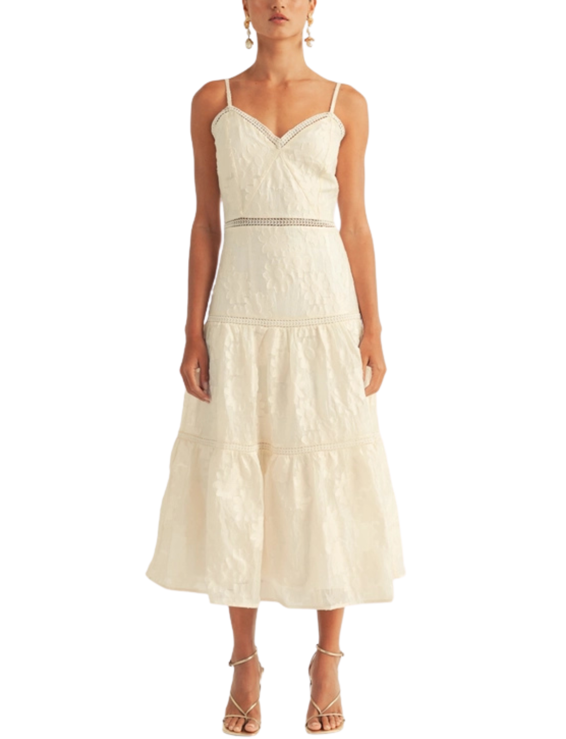 Sam Spaghetti Strap V-Neck Sunflower Jacquard Midi Dress