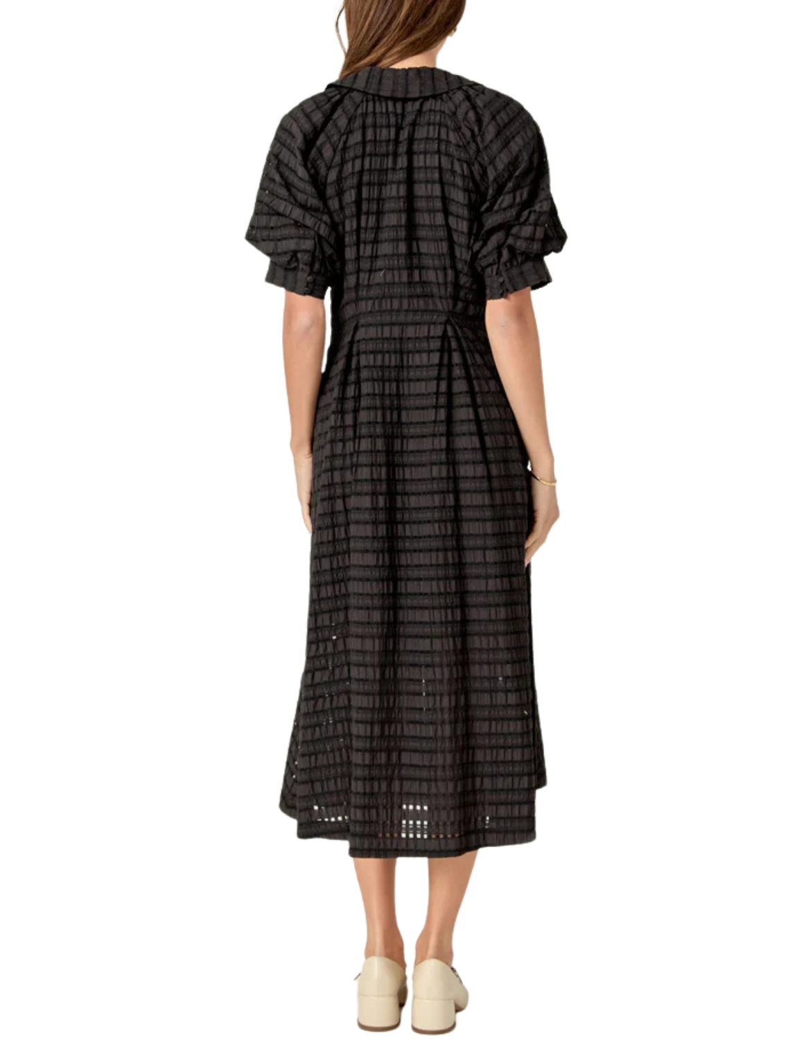 Seersucker Check Midi Dress