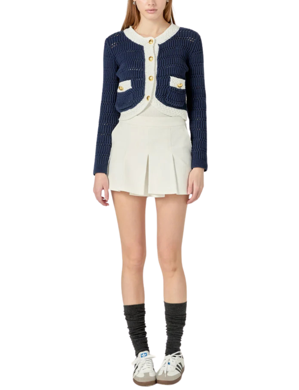 Contrast Round Hem Cardigan