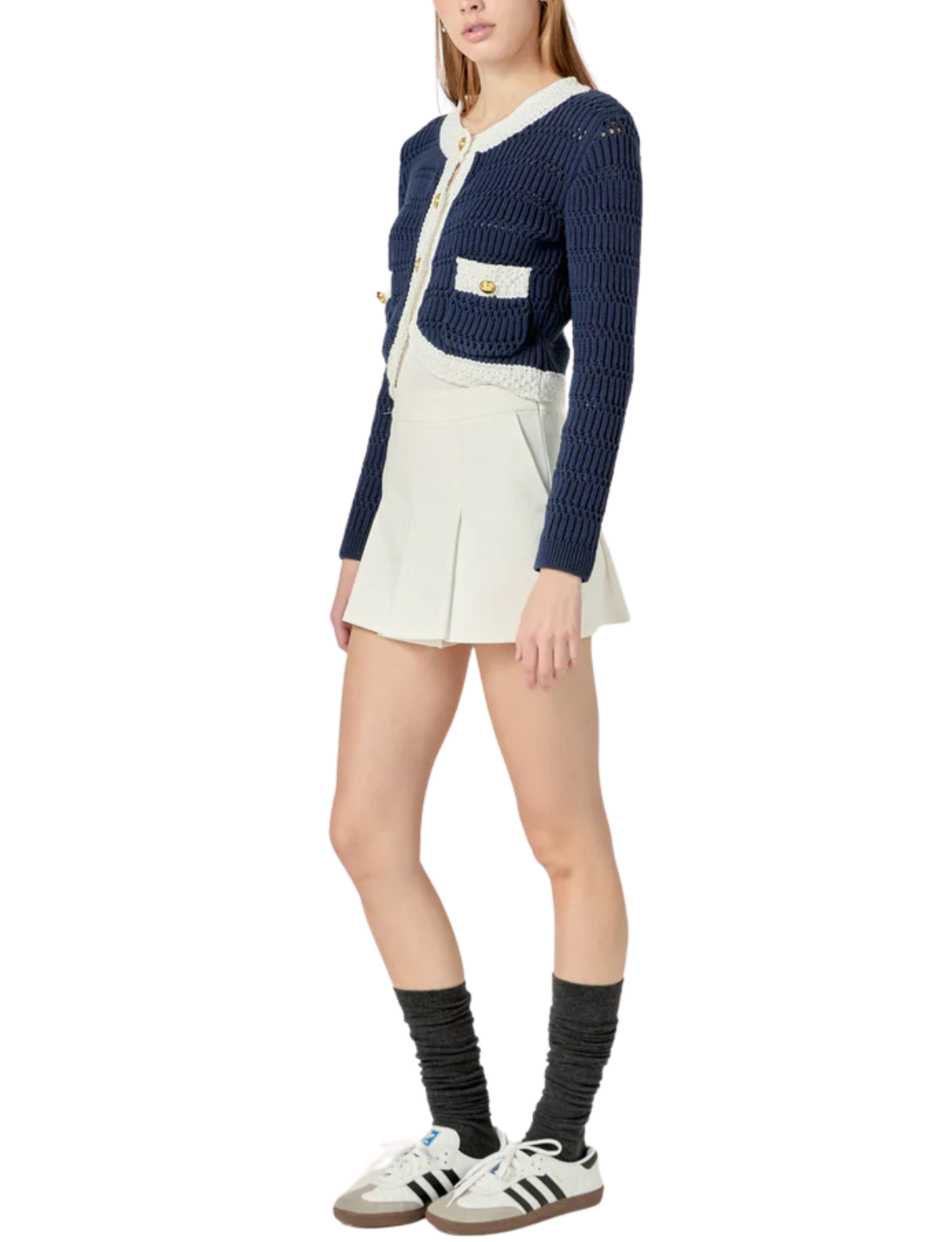 Contrast Round Hem Cardigan