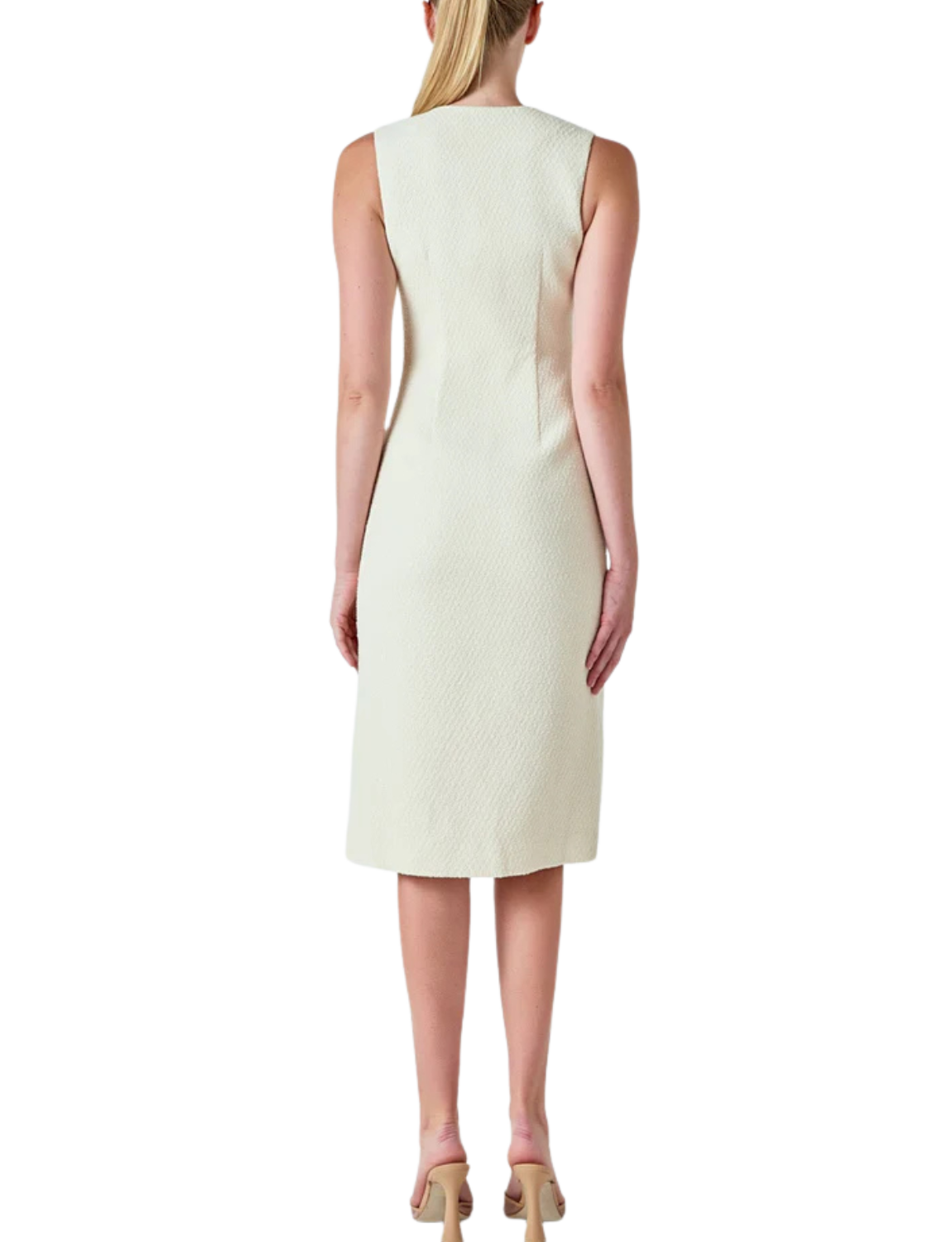 Jewel Buttoned Sleeveless Midi Dress