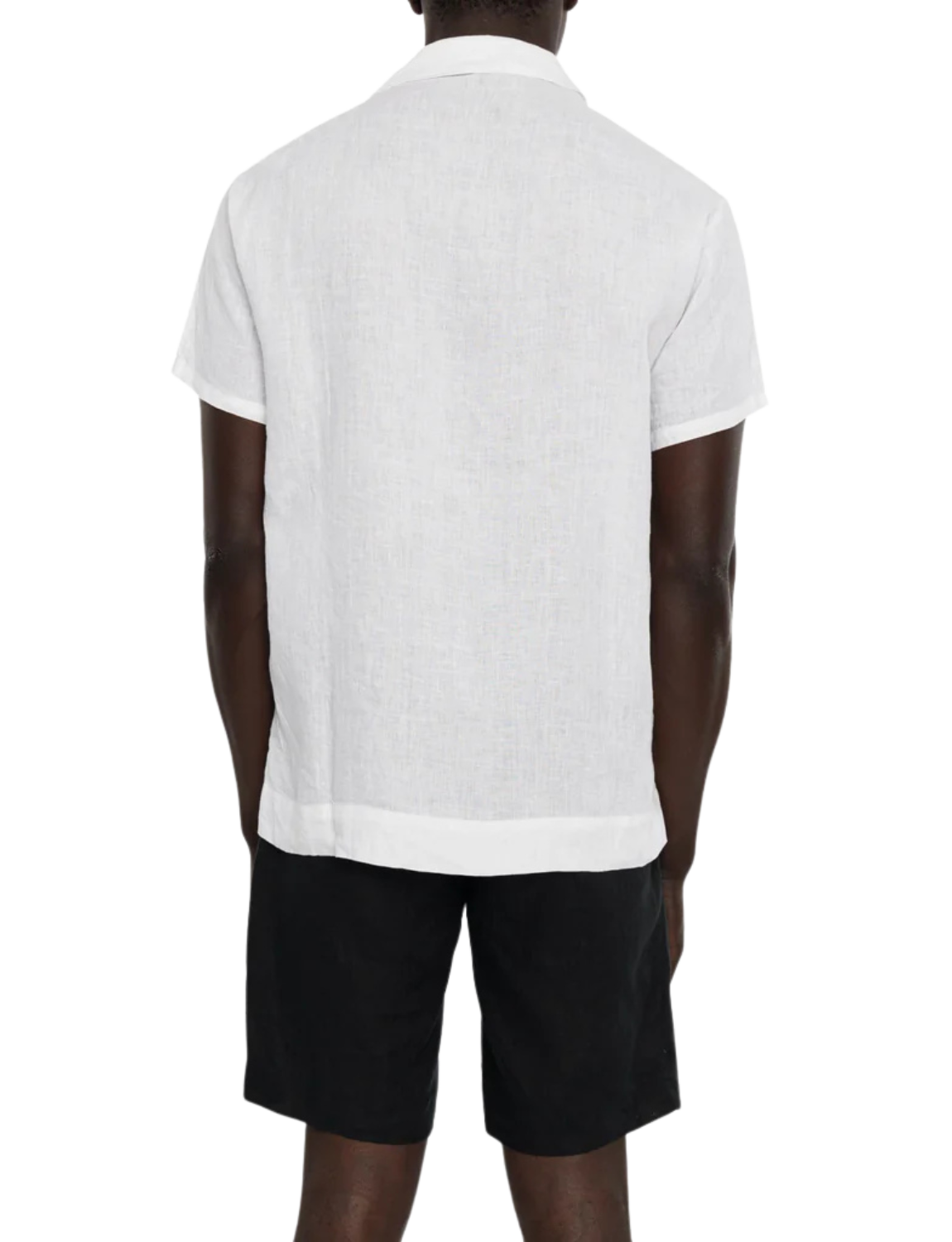 Linen Short Sleeve Shirt with Palm Embroidery