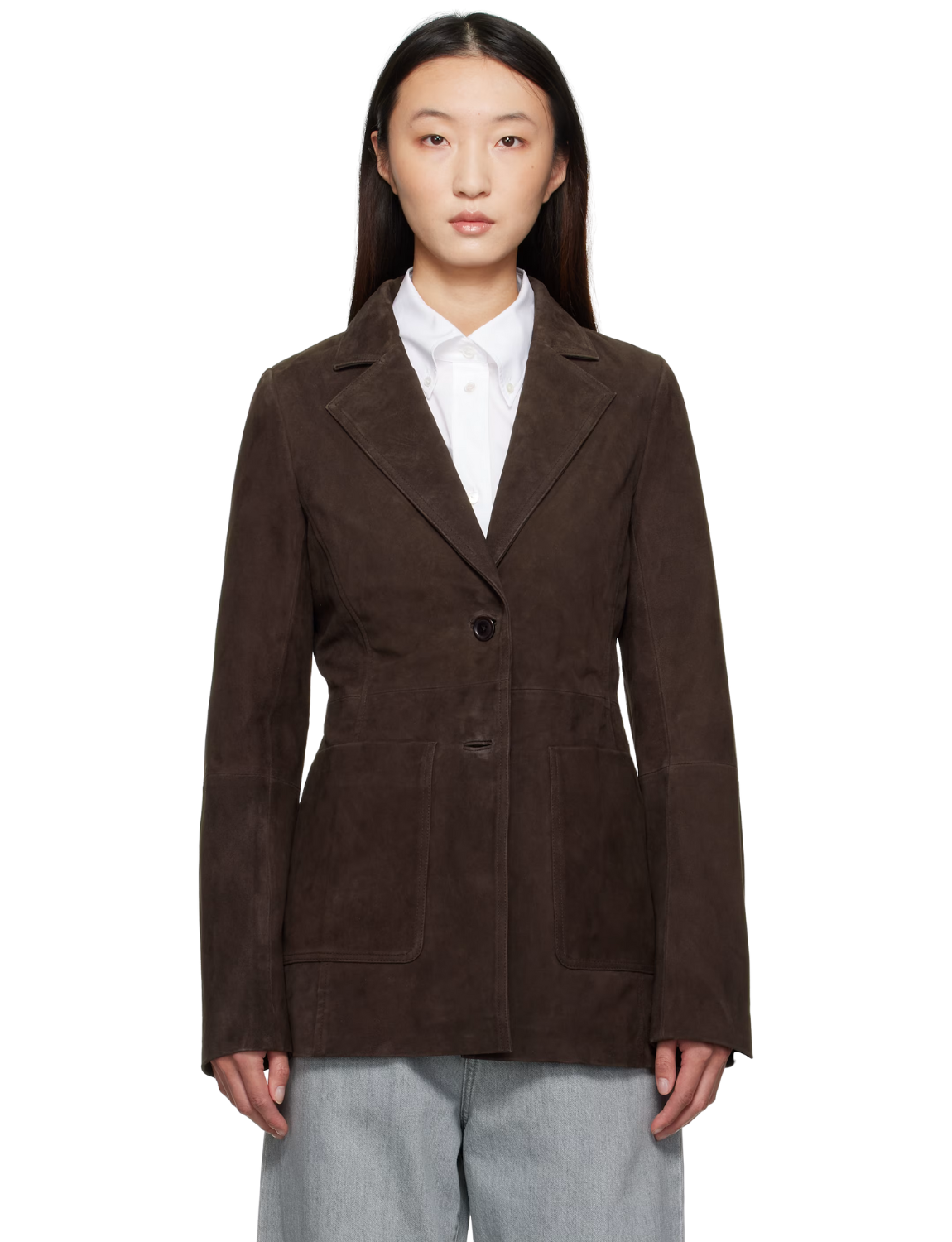 Brown Cinched Suede Blazer