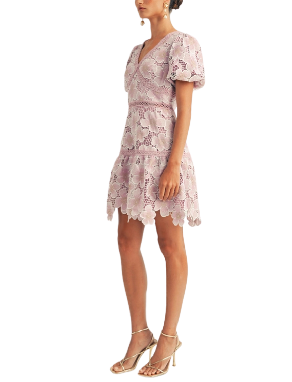 Sarah Floral Lace Edged Hem Mini Dress