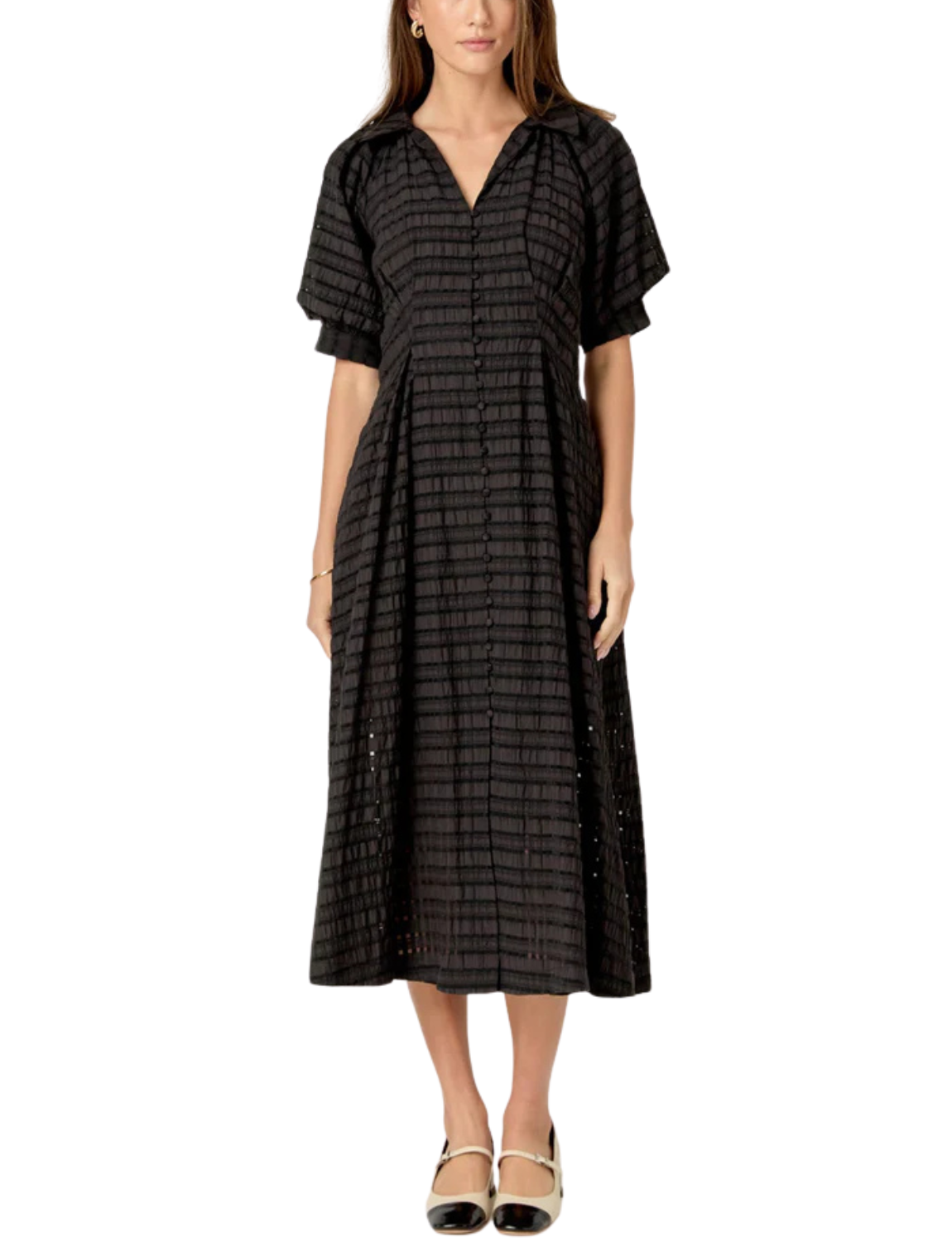 Seersucker Check Midi Dress