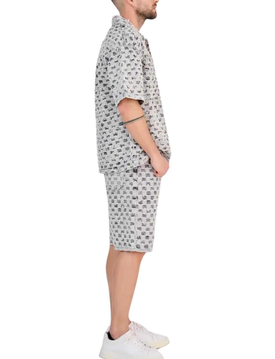 Gray Patterned Jeans Set
