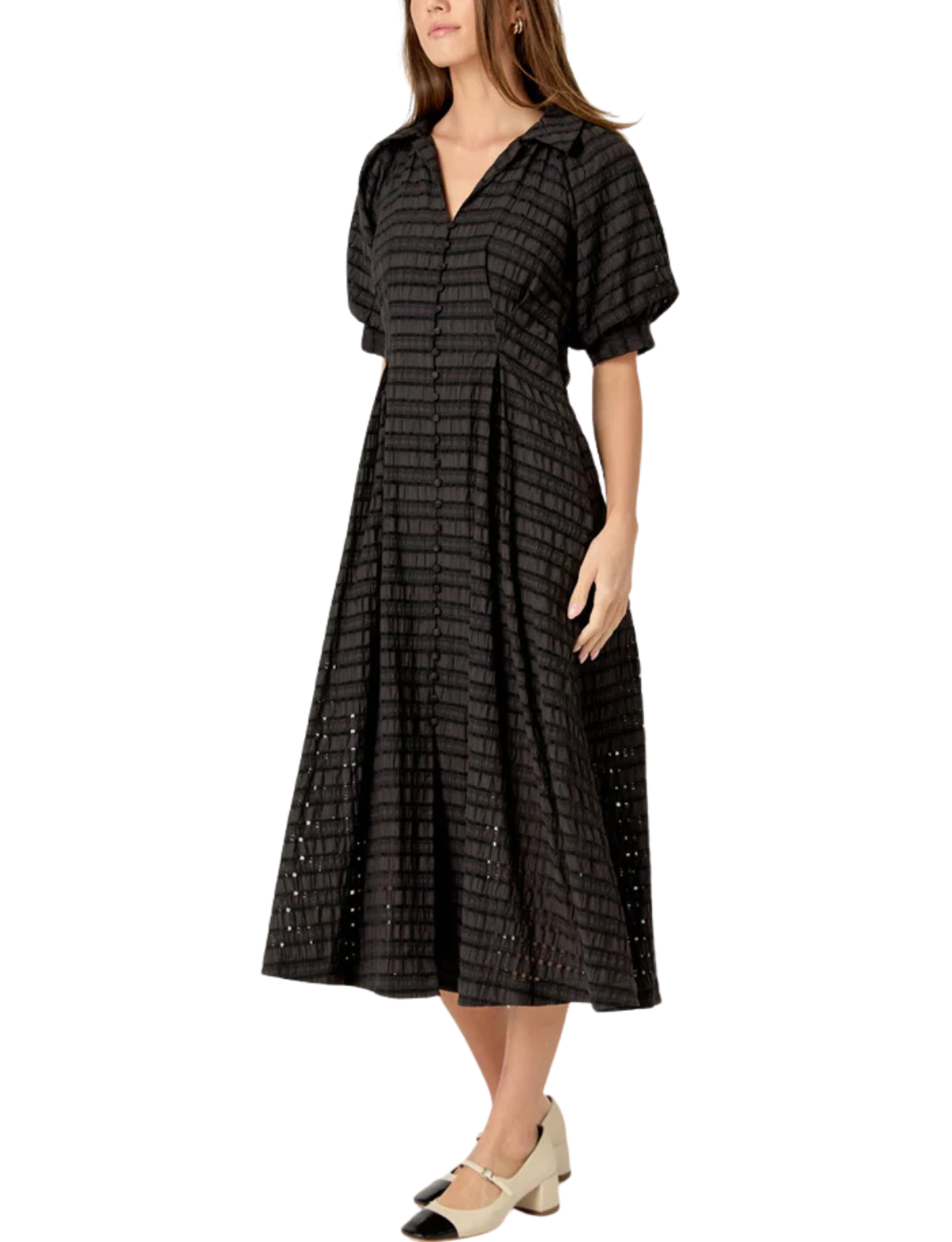 Seersucker Check Midi Dress