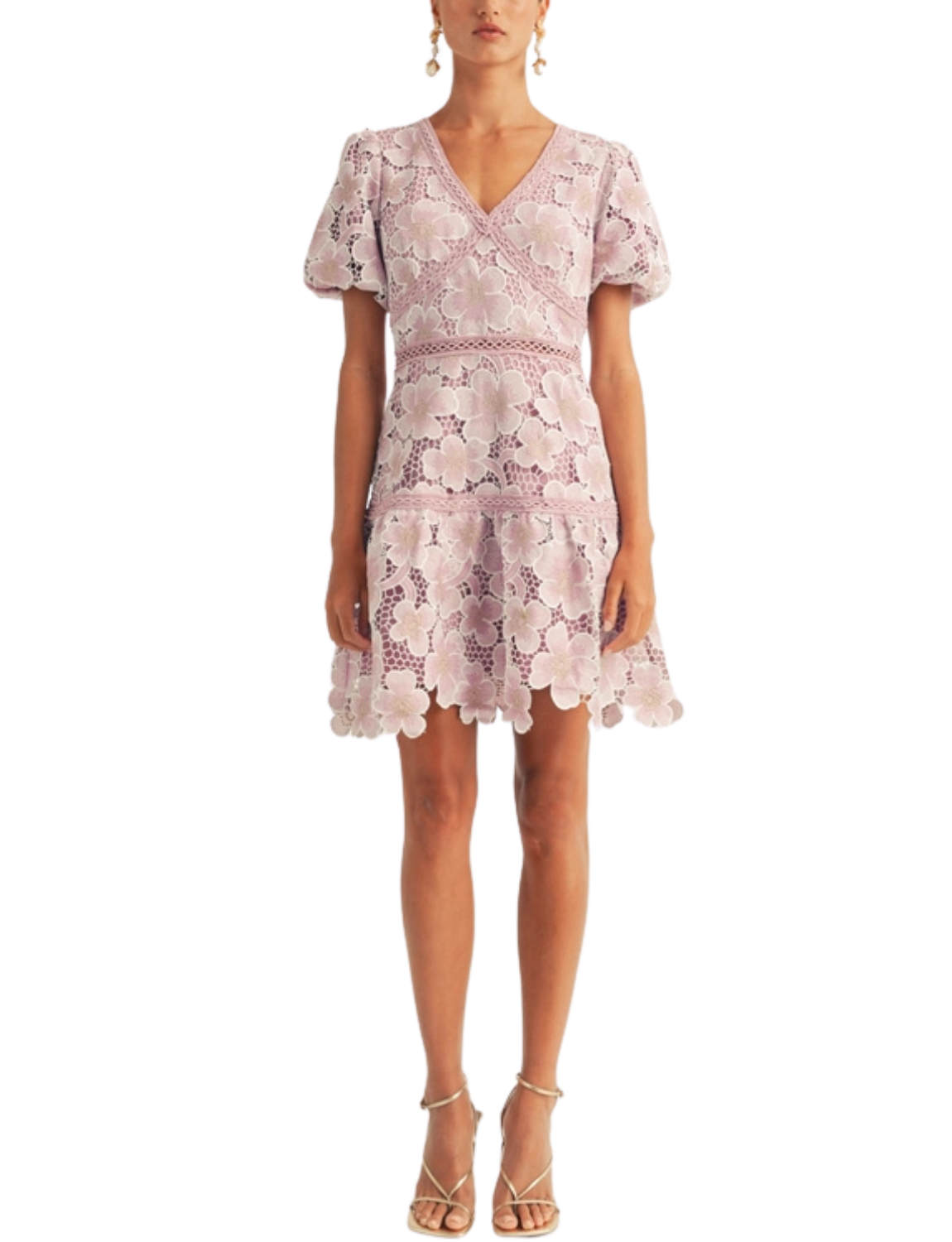 Sarah Floral Lace Edged Hem Mini Dress