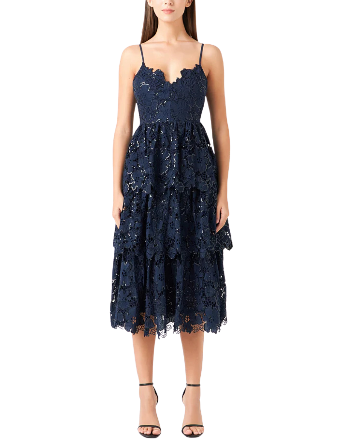 Sequins Lace Tiered Dress