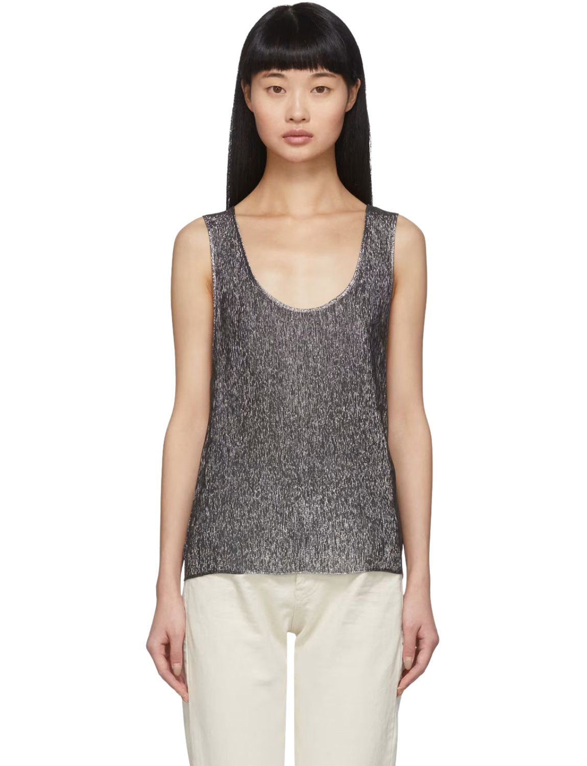 Silver Lamé Jersey Tank Top
