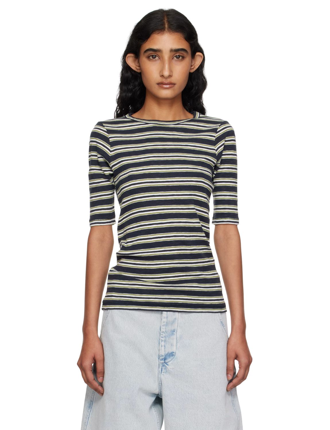Navy & Green Stripe T-shirt