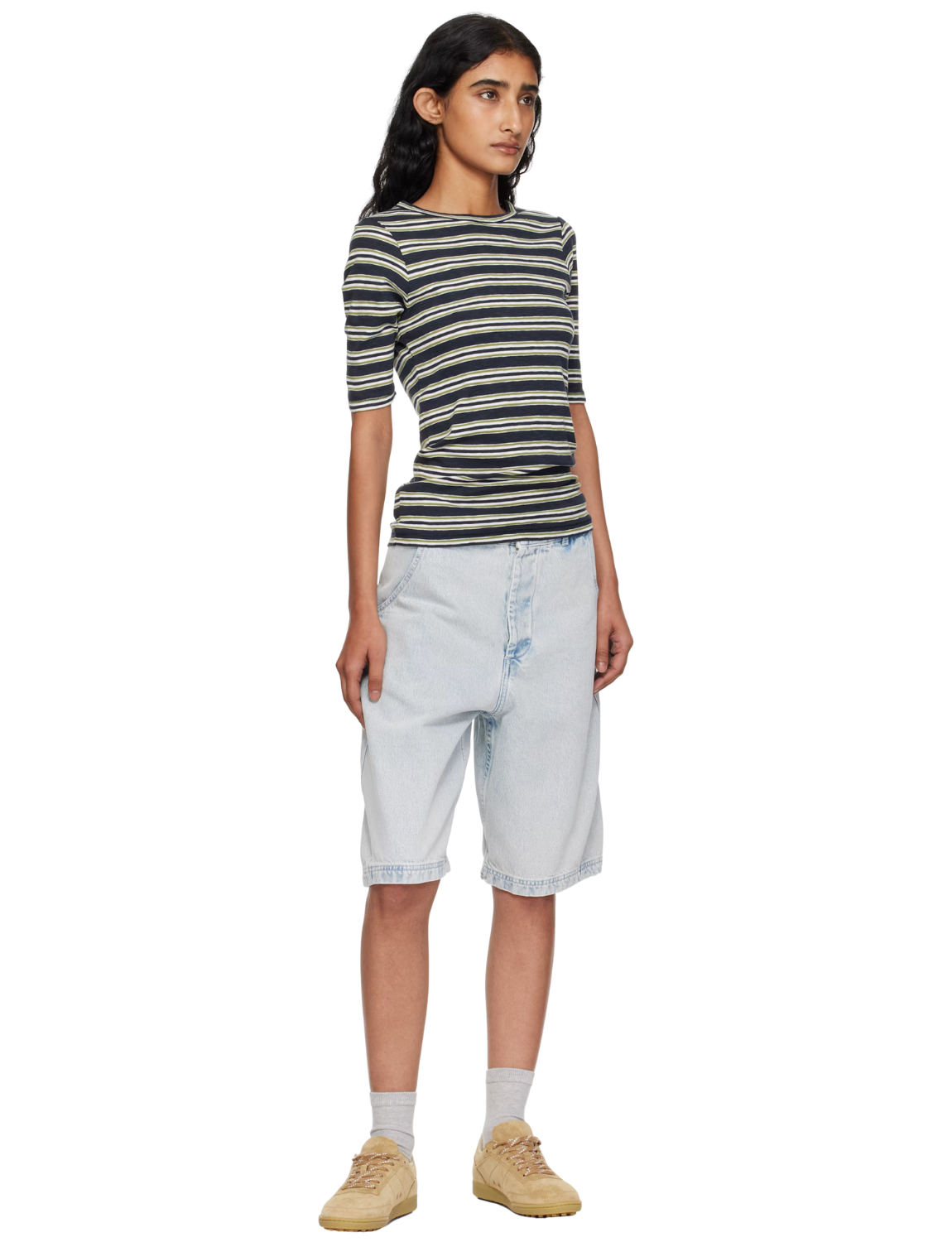 Navy & Green Stripe T-shirt