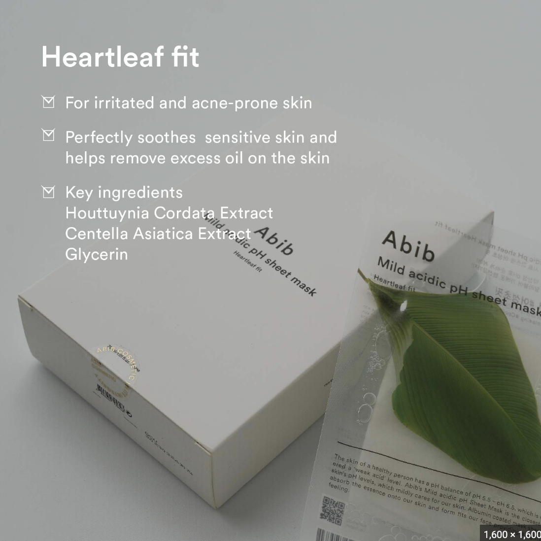 Abib Mild Acidic pH Sheet Mask Heartleaf Fit - 1 Pack of 10 Sheets